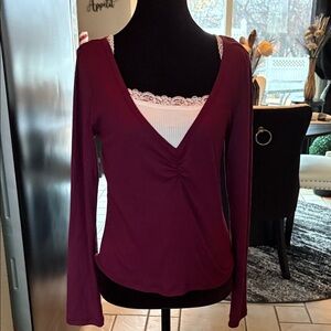 Hippie Rose Burgundy Long Sleeve Top